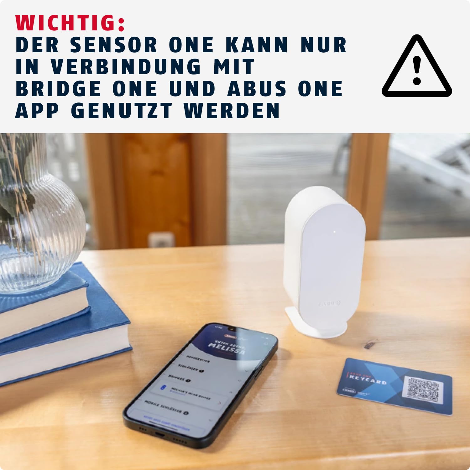 ABUS Öffnungsmelder Sensor One - Tür & Fenstersensor, App-Steuerung, weiß | Push-Benachrichtigungen in Echtzeit, Statusanzeige per App - Bridge One erforderlich, für Innenbereich