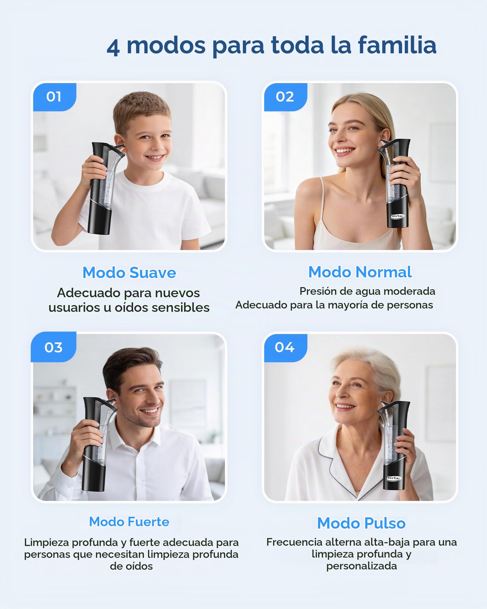Morfone Limpiador Eléctrico de Oídos con Depósito Magnético 4 Modos Presión