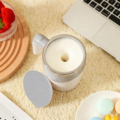 Miniatura 8 de Taza mezcladora giratoria con aislamiento automático automático y recargable - Taza de viaje USB para cafétéchocolate calienteleche - 12.9 oz (gris)