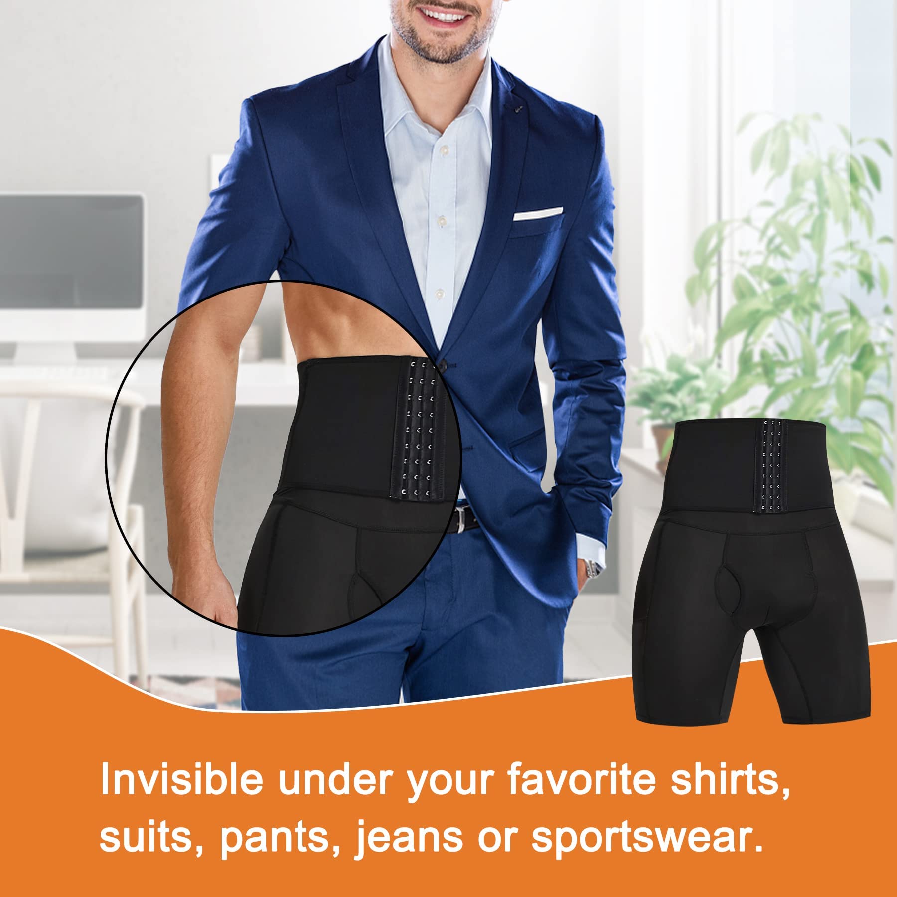 Faja Reductora Hombre Pantalones Braga Moldeadora Abdomen Calzoncillos Hombre para Boxer Cintura Alta Ajustados Ropa Interior Elástico Shapewear Lencería Pantalones con Relleno Barriga