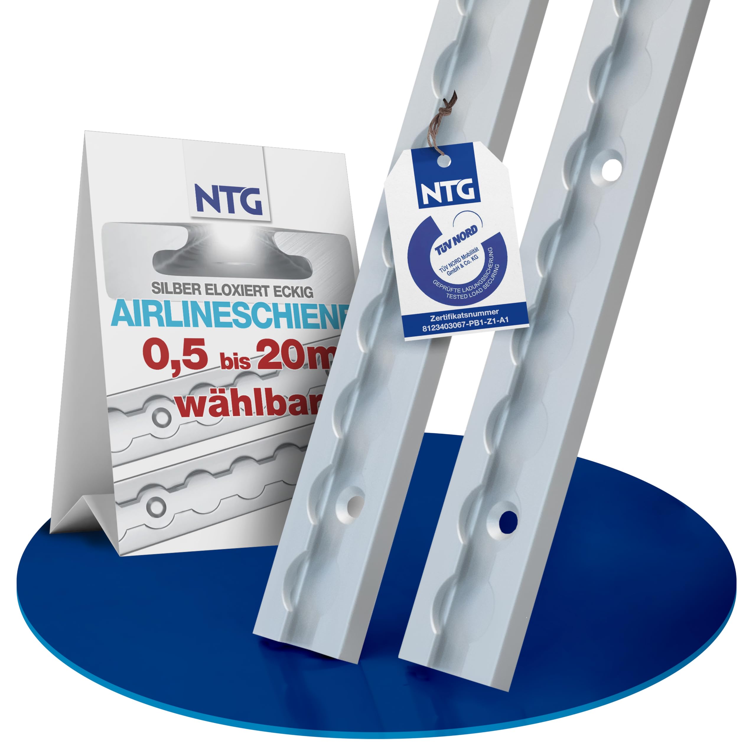NTG Guide Airline in alluminio, forma quadrata, 1-20 metri, guida