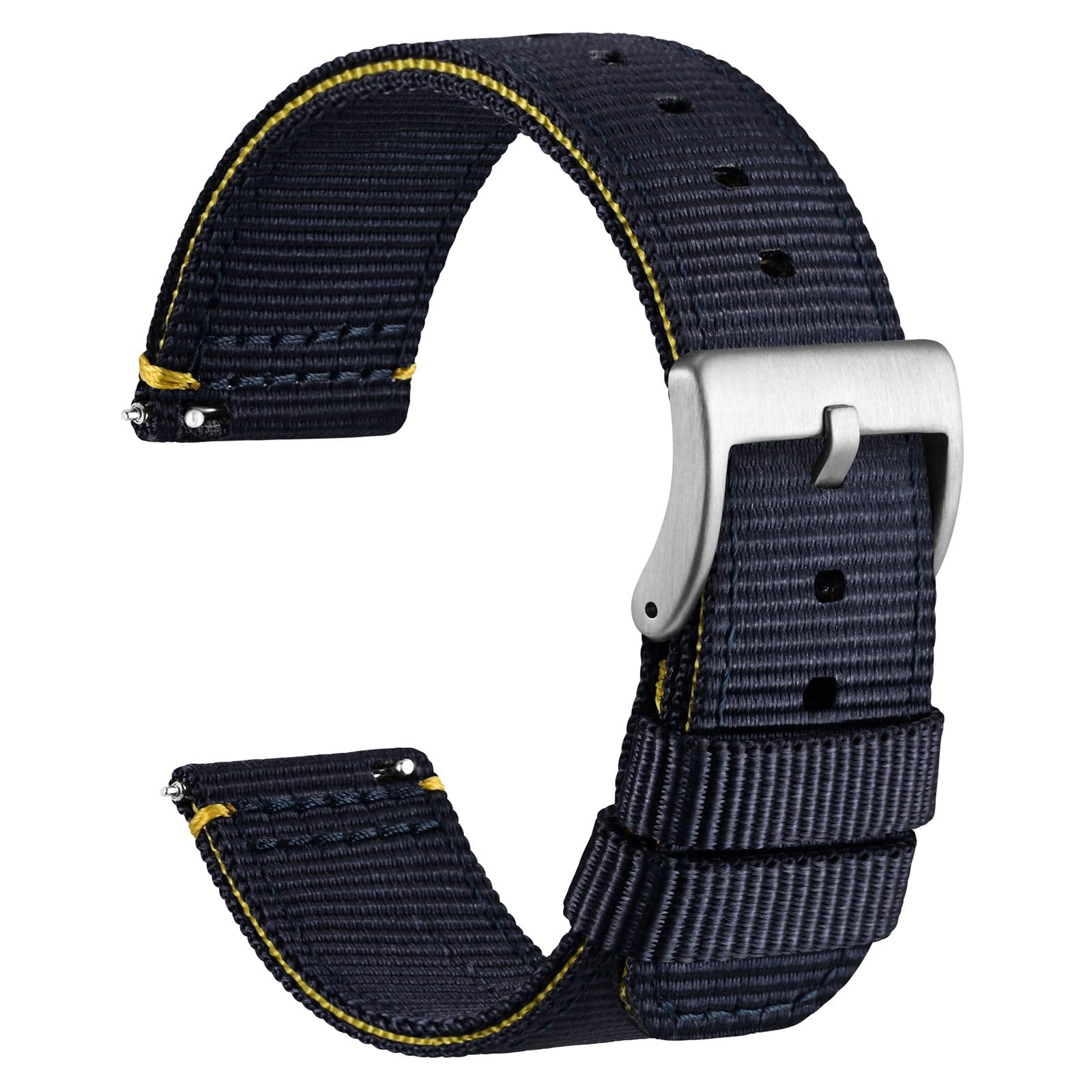 WOCCI Nylon Watch Bands, Contrast Woven Design, Quick Release, Stainless Steel Buckle, Band Width 20mm 22mm 24mm 26mm