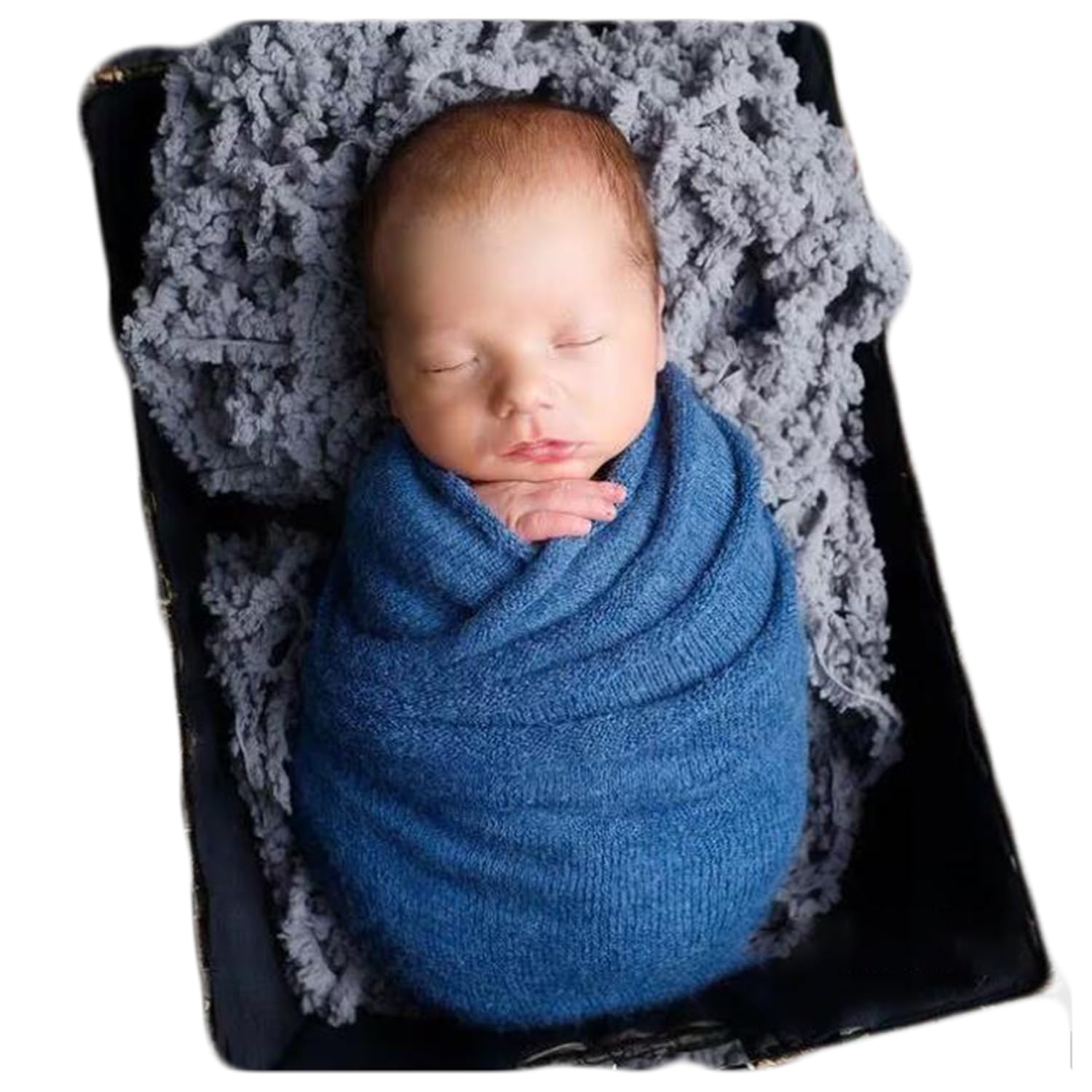 Zeroest Newborn Photography Wrap - Newborn Photoshoot Props - Boys & Girls Posing Stretch Knit Blanket (Blue, Small) Blue Small