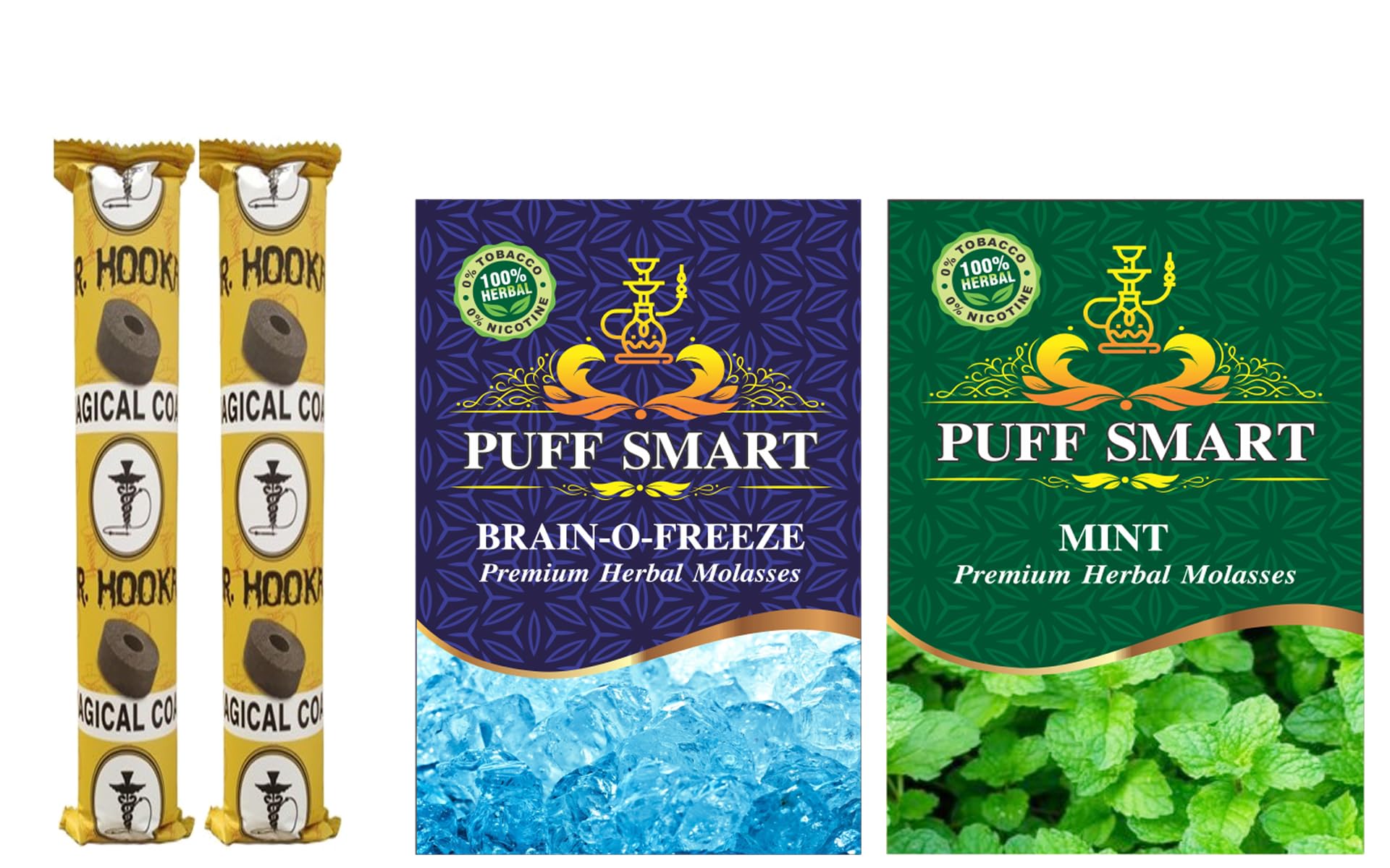 PUFF SMART Premium Herbal Flavors Mint, Brain-o- Freezer and 2 Polo Quick Light Charcoal Combo (100% Tobacco and Nicotine Free)-image-16