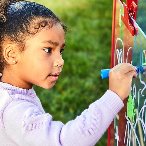 Miniatura 3 de Colorations 4WAPE - Caballete ajustable con marco de metal para interiores y exteriores con paneles acrílicos de pintura para cuatro niños