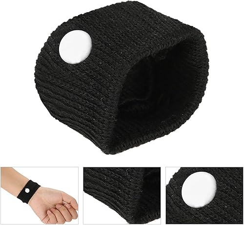 Miniatura 9 de Pulseras antináuseas de acupresión para el mareo del automóvil, viaje volador para avión, autobús para niños y adultos para el embarazo (negro)