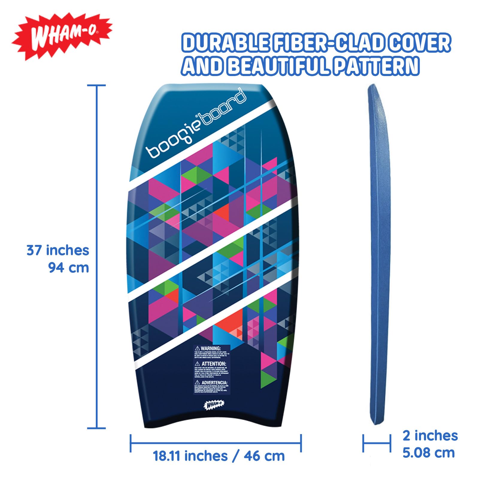 Wham-O Boogie Board, planche de bodyboard légère de 94 cm pour la plage, avec laisse de poignet pour débutants et entraînement, toutes les conditions ondulées (lot de 1)