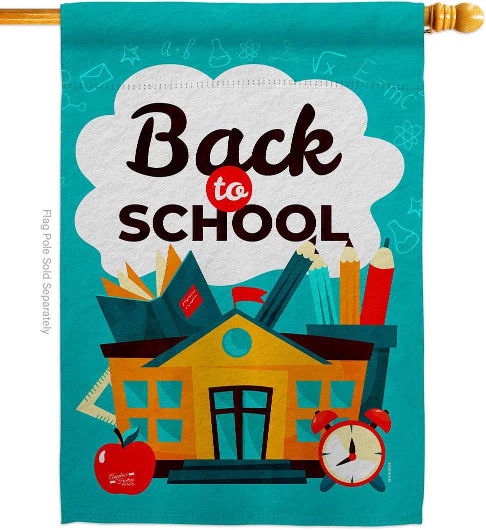 Ready for School House Flag Education Back to First Day Bus Supplies Teacher Students Class Small Decorative Gift Yard Banner Made In USA 28 X 40
