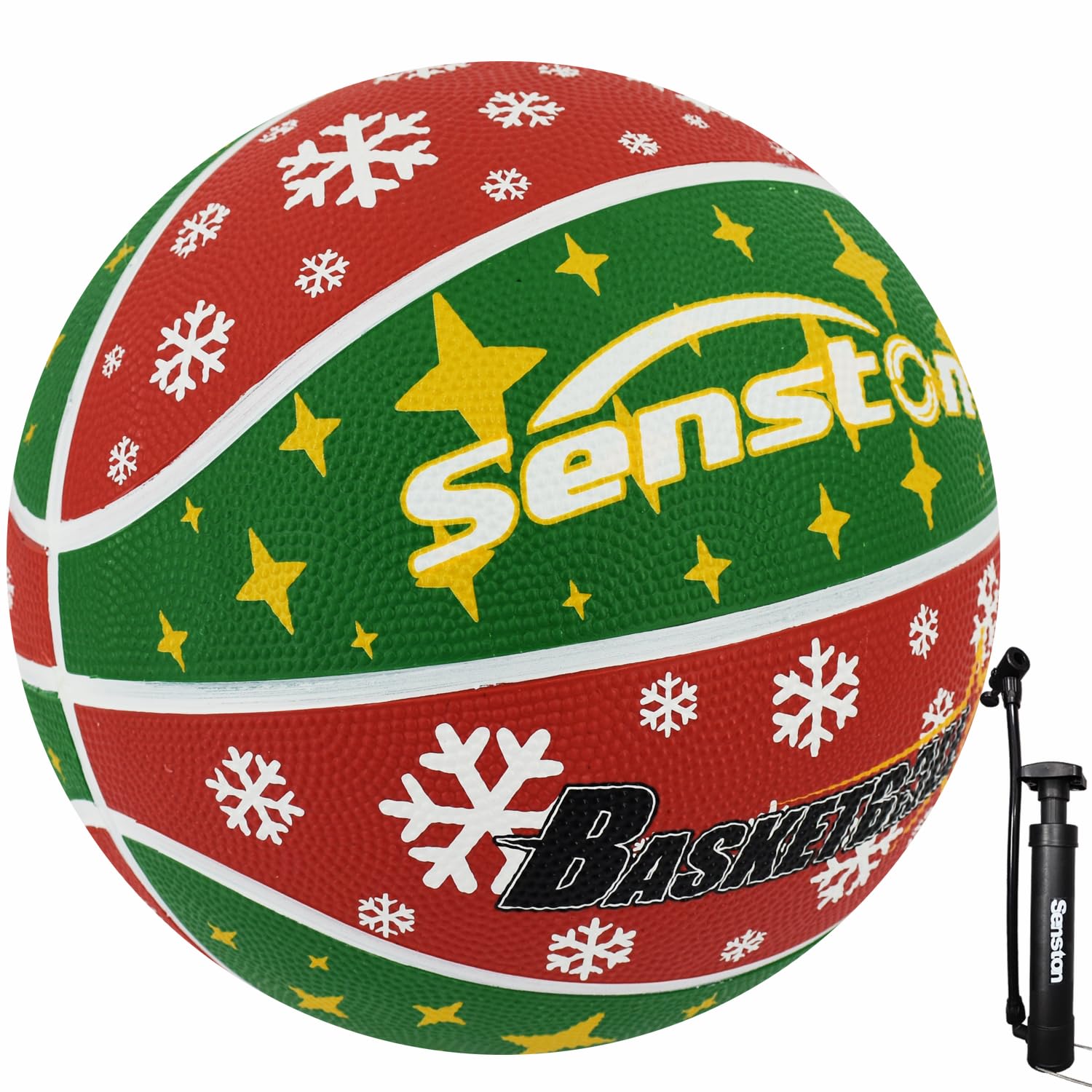 Senston Size 5/6/7 Outdoor Basketball Premium Grip with Pump for Men Women
