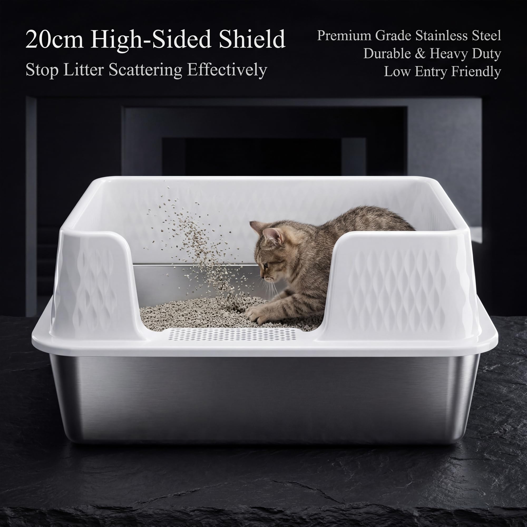 Caja de Arena para Gatos 6040 (Blanco M)