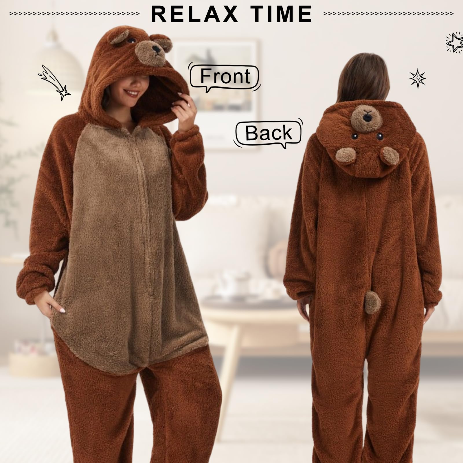 Luojida Tuta unisex adulta, pigiama onesies animale Cosplay Panda Deguisement Deguisement Halloween Donna Uomo con Cappuccio Zip Kigurumi Halloween Costume Animali Carnevale