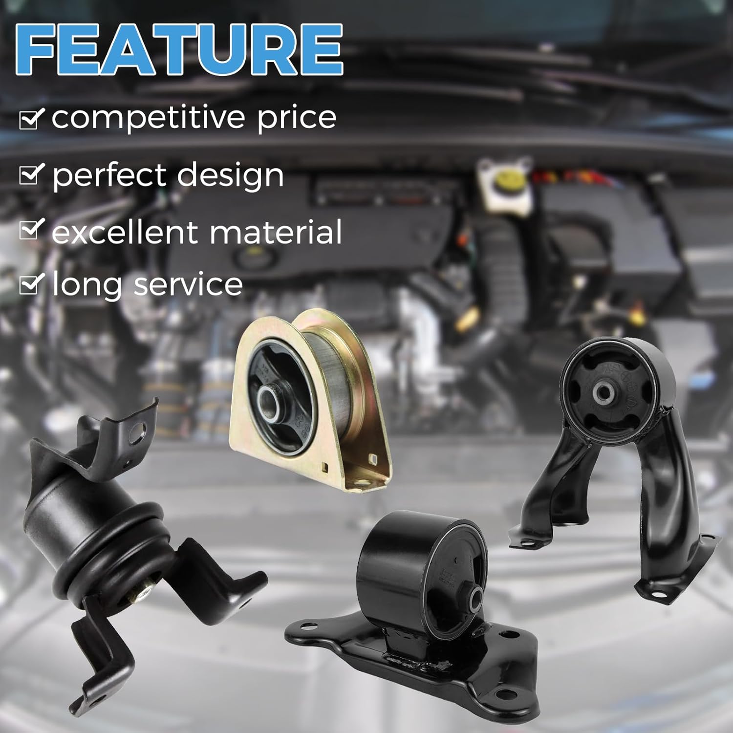 RP Remarkable Power, G068 Fit For 2002-2007 Lancer 2.0L Automatic Trans Engine Motor Mount AT FWD A6647 A4617 A4606 A4641 Front & Rear Right Transmission