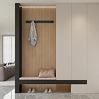 Vista 4 de Yutianli PVC Slat Wall Panel Peel and Stick 236"x 15.7" Faux Wood Slat Panel Artificial Oak Wood Grain Self-Adhesive Soundproof 3D Wall Panel for