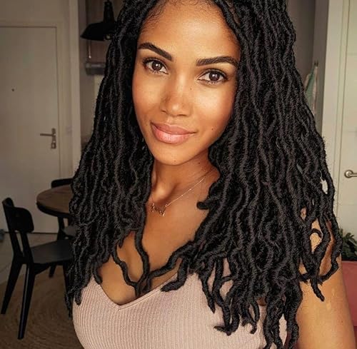 Miniatura 6 de LocsGuard Rastas suaves de 12 pulgadas, 8 paquetes de rastas sintéticas de cabello de ganchillo negro, preenrolladas, extensiones de cabello