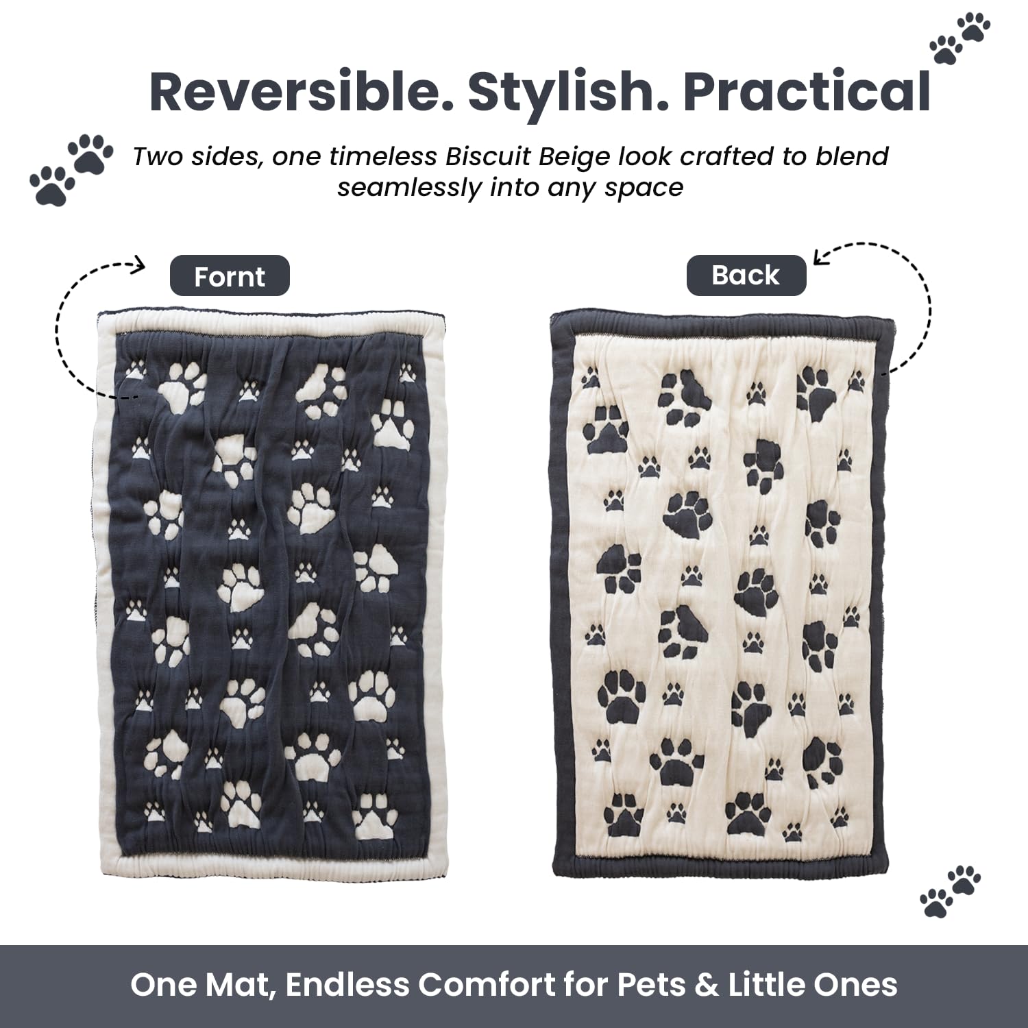 PetMat Tapis de cage en coton bio pour petits chiens, chats et chambre d'enfant | Sans couture et réversible | Lavable | Confort tricoté 3D | 71,1 x 101,6 cm