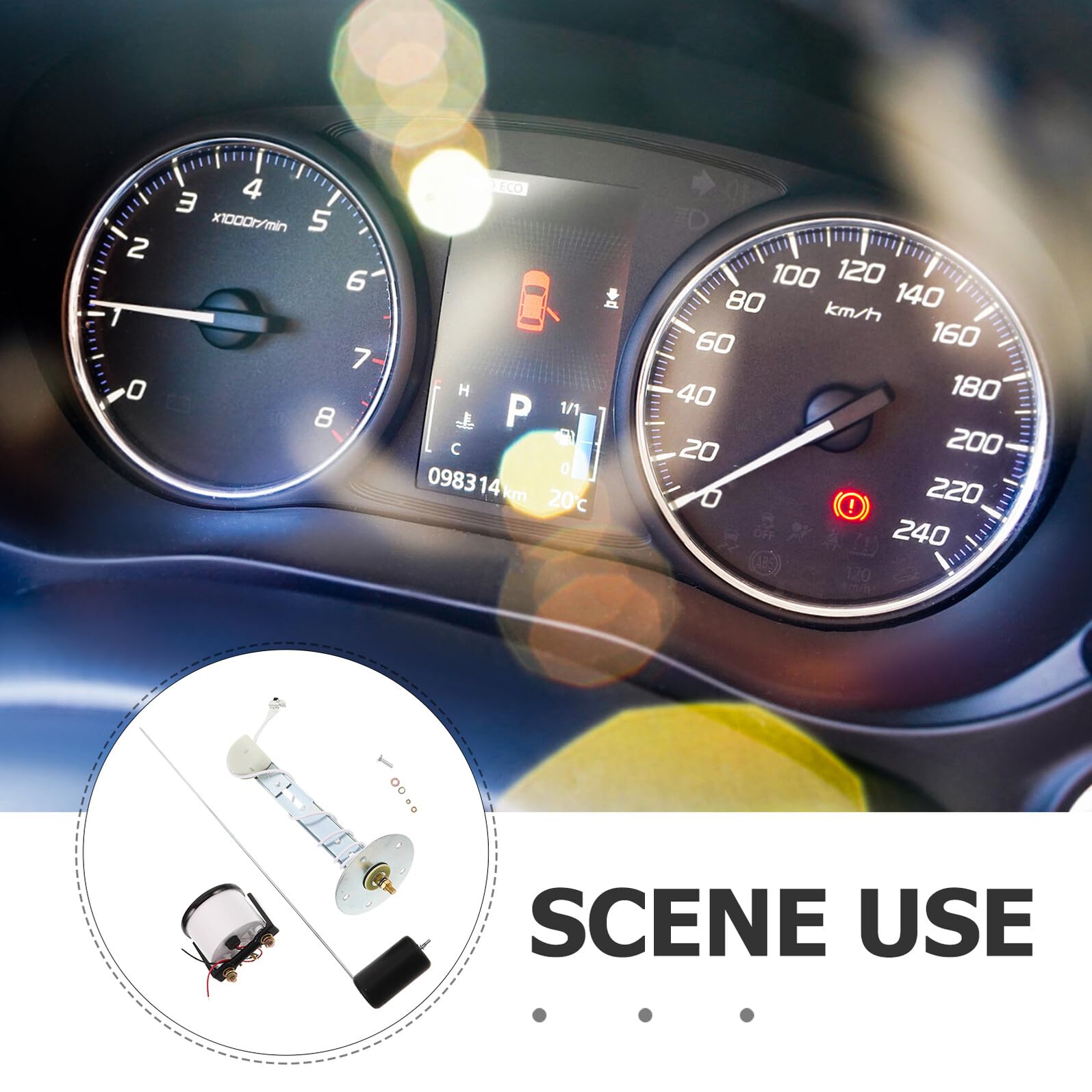 Indicatore del Carburante per Auto e Rv da 52mm con Sensore Galleggiante, Quadrante Chiaro in Metallo, Rilevamento Affidabile del Livello del Carburante, Kit Accessorio