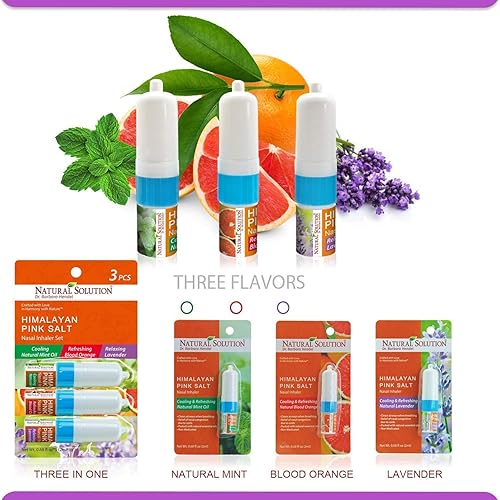 Miniatura 8 de Natural Solution Inhalador nasal de sal rosa con aceites esenciales de lavanda relajantes, remedio para alivio de los senos nasales, alergias,