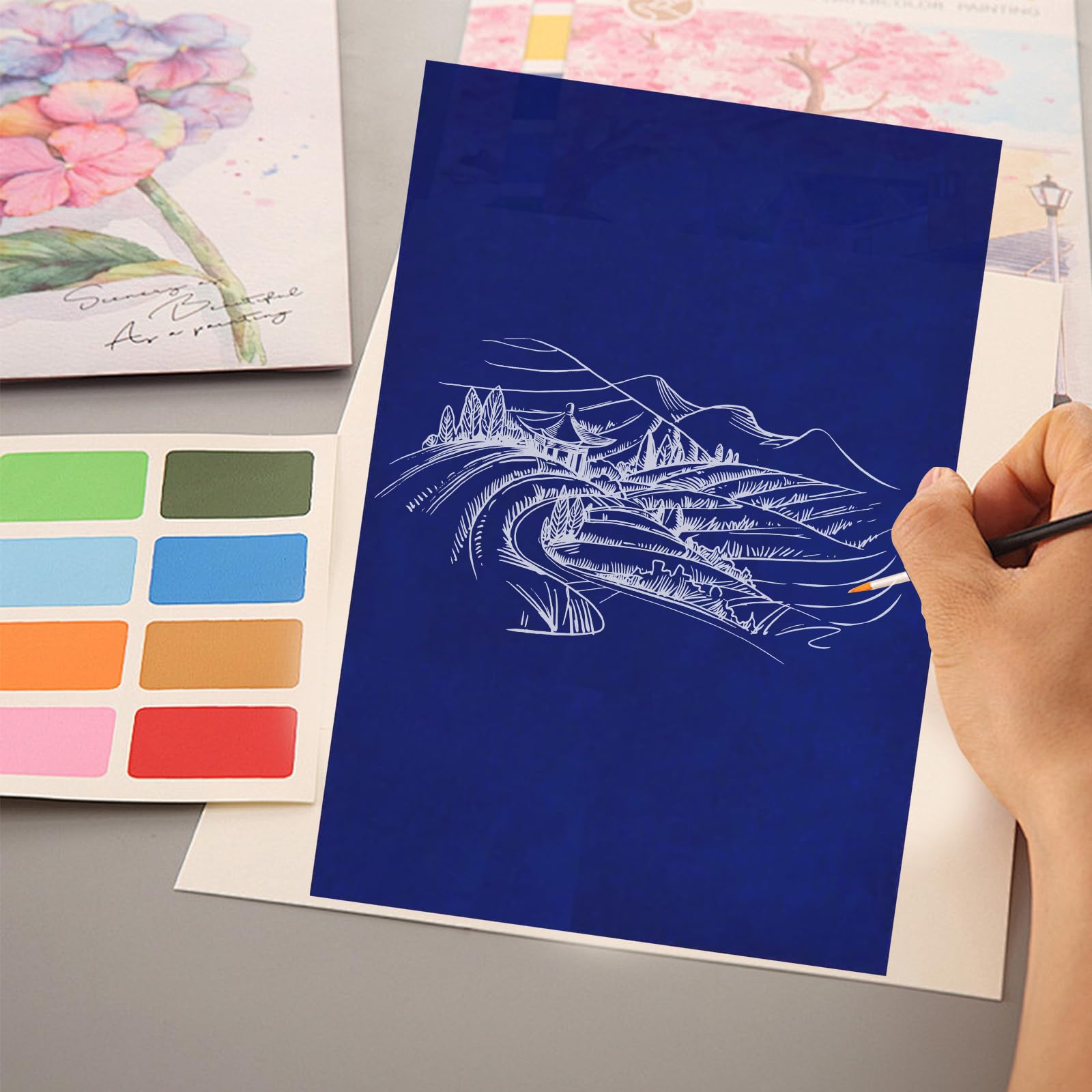 Carta Carbone Blu A4 Per Tessuti E Tele - 50 Fogli Per Disegno E Copia - Foto 14