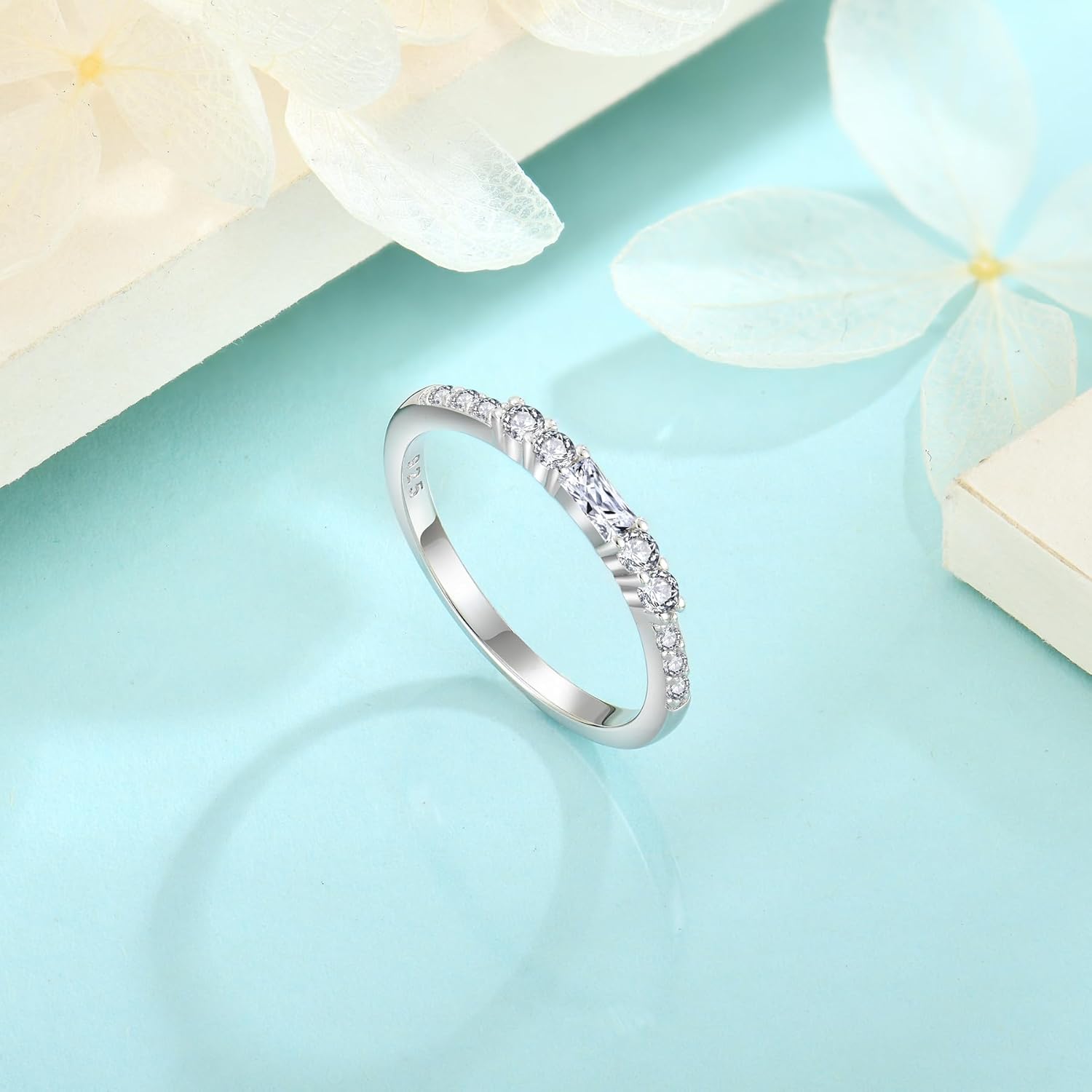Stackable Eternity Ring for Women 925 Sterling Silver Baguette Cut Birthstone Ring for Her Size 5-10 - Image 4