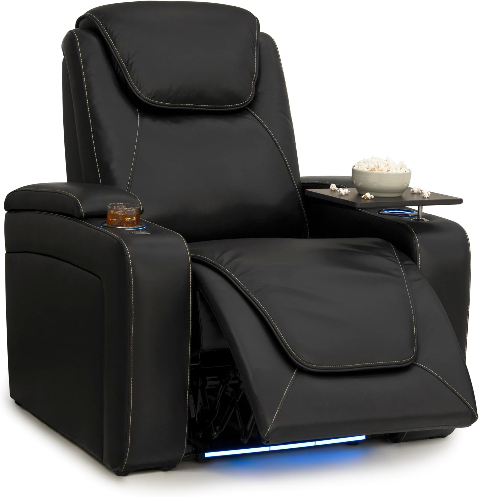 Seatcraft Equinox Zero-Gravity CoolZero Italian Leather Home Theater Seating, Powered Headrest, Powered Lumbar, Powered Recline, Single Recliner, Black