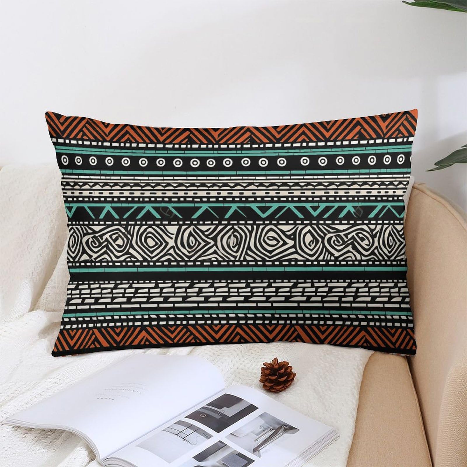 NTVOWPZO Decoration Throw Pillow Covers 12 "x20 Pillowcases Covers Ethnic Turtle Striped Soft Pillowcases Modern Farmhouse Home Decor Sofa Cushions Covers for Couch Bed Living Room