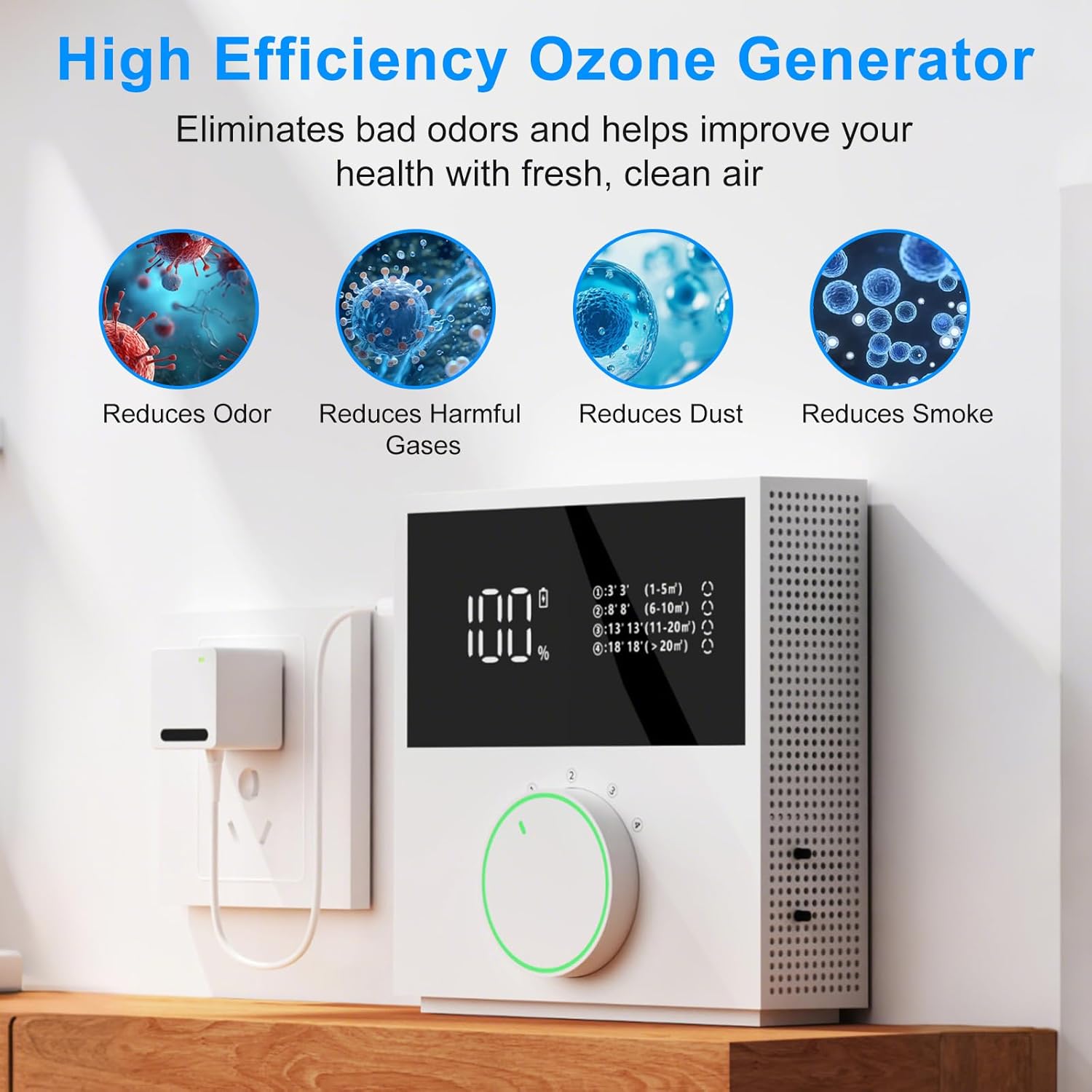 2026 Upgraded Air Ionizers for Home, 99% Pet Odor Eliminator & Ionic Air Freshener, Plug in Negative Ion Air Purifiers for Bedroom, Kitchen, Office, Small Room Smoke & Odor Remover, White