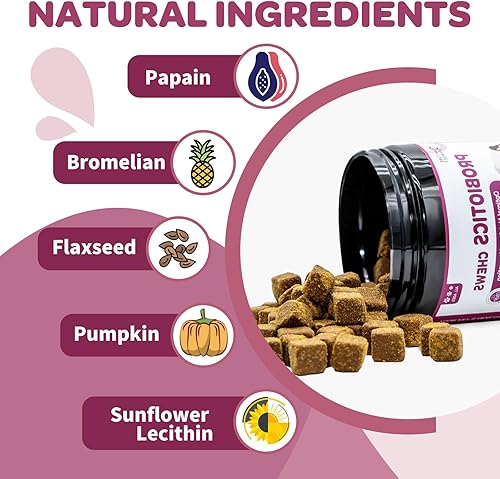 Miniatura 7 de NATURE TARGET Probióticos para perros y enzimas digestivas para la salud digestiva, además de aceite de pescado y vitaminas suplemento para alergias