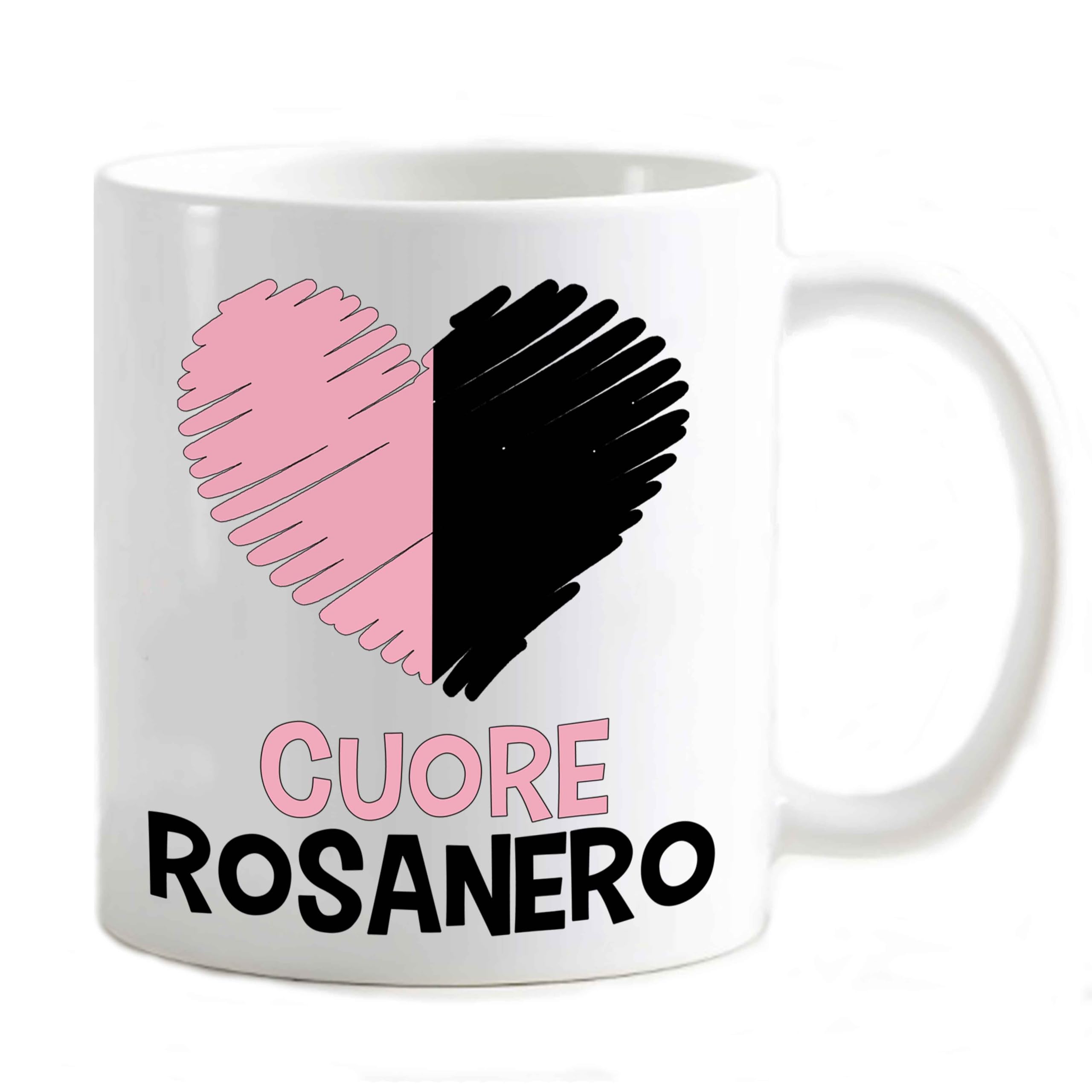 csm informatica Tazza Mug colazione personalizzabile a richiesta idea Regalo x tifoso Gadget compatibile Stampa Cuore (Cuore Rosanero Love Città di Palermo)