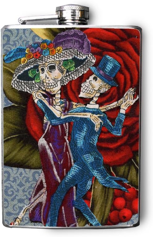 Skeletons Decorated 8oz. Stainless Steel Flask - FD258