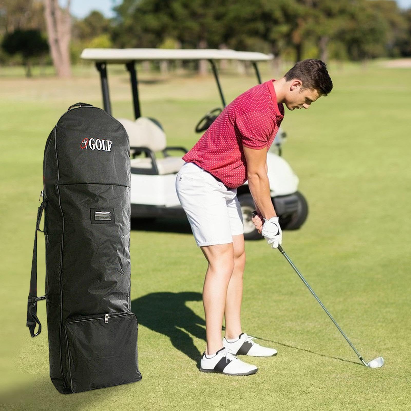 Borsa da viaggio da golf, compatibile con aereo, bagaglio a quadretti per viaggi aerei, copertura protettiva per sacca da golf con tracolla regolabile, borsa da golf con ruote per treni, metropolitane