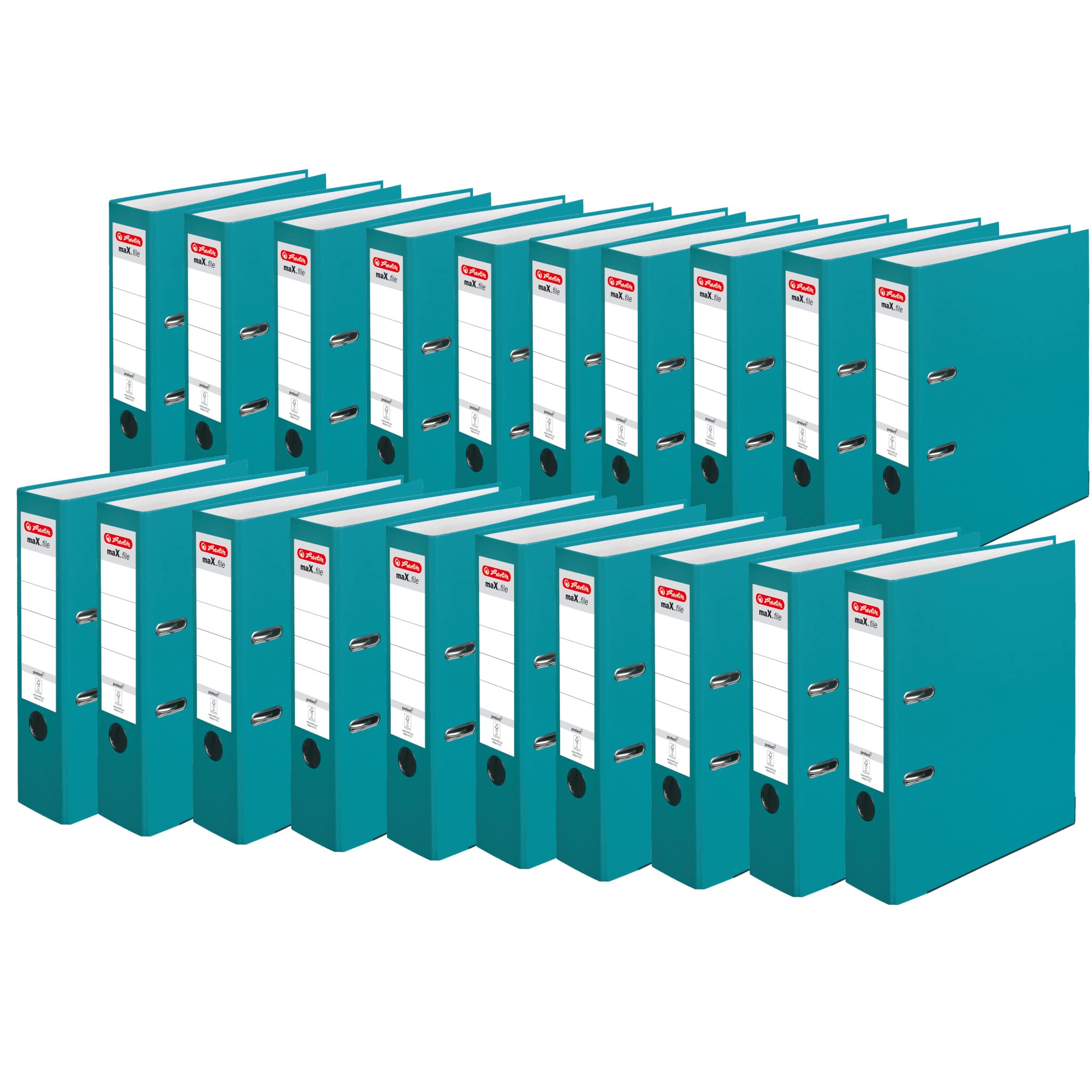 Herlitz 50015931 - Raccoglitore maX.file protect formato A4, 8 cm, con targhetta sul dorso, 8 cm, colore: turchese caraibico