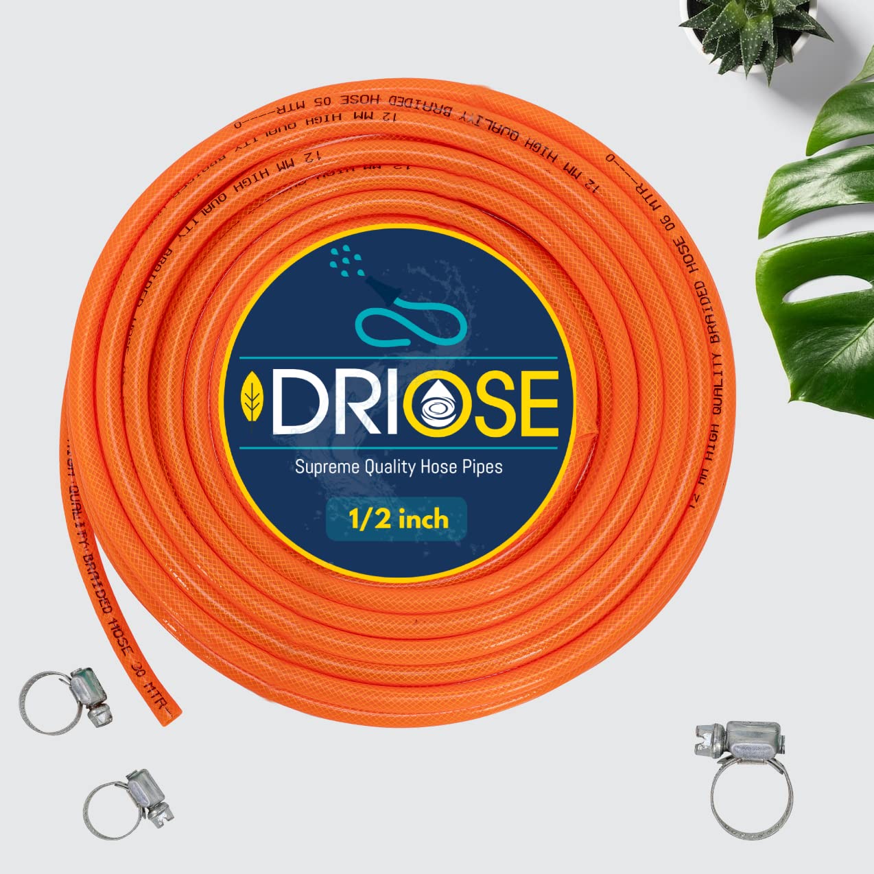 DRIOSE Heavy Duty 3 Layered Braided Water Hose Pipe (Size : 1/2 inch - Length: 10 Meters) with Tap Adapter & 3 Clamps || Garden, Car Wash, Floor Clean, Pet Bath, Easy to Connect Pipe ||10 Meters (B0BLLPK5QB) Amazon Price History, Amazon Price Tracker