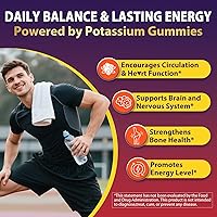 Vista 6 de Suplemento de citrato de potasio y gluconato de potasio, 1200 mg de dos formas de gomitas de potasio, con magnesio, omega-3, calcio, vitamina D3 K2