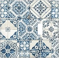 Vista 9 de Azulejo mediterráneo azul de 1 banda cubierta de toma de corriente Talavera mosaico mexicano marroquí mosaico dispositivo de palanca individual