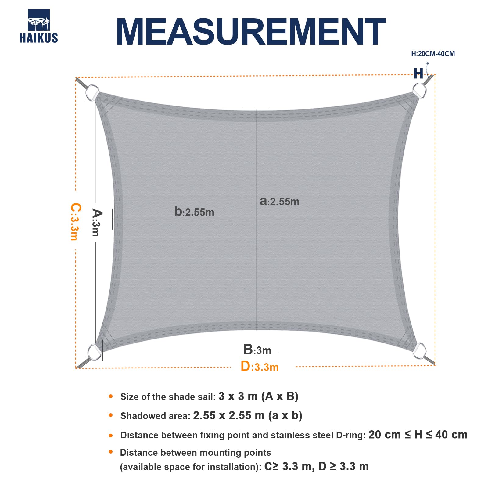 Tenda Parasole Impermeabile Amagenix 3,5x3,5 M – Triangolare, Blocca UV 95%, Per Giardino E Patio