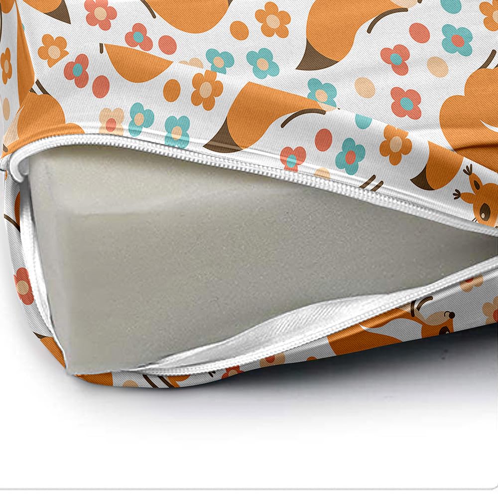 FANSU Réhausseur Coussin Siège Enfant Chaise Haute - Chat Dessin Animé Eponge Confortable, Avec Boucle Sécurité - Orange 40x40x10cm