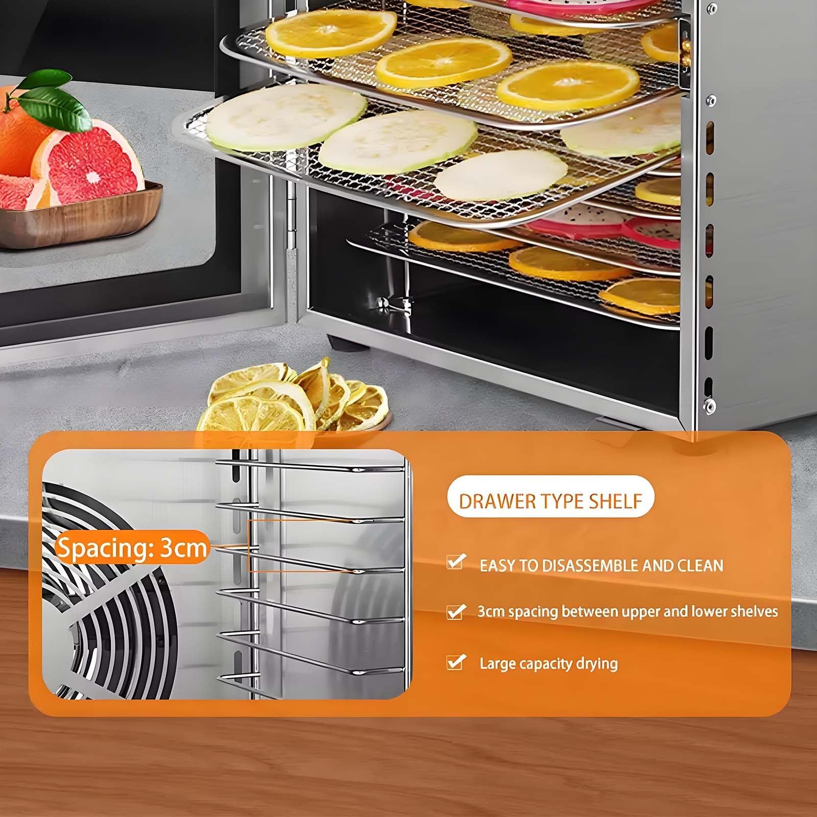 Essiccatore Alimentare da 800 W, Display A LED, Essiccatore Alimentare di Grande capacità A 12 Vassoi con Porta Autobloccante, Timer 24 Ore, per Essiccare Verdure, Carne, Carne Secca