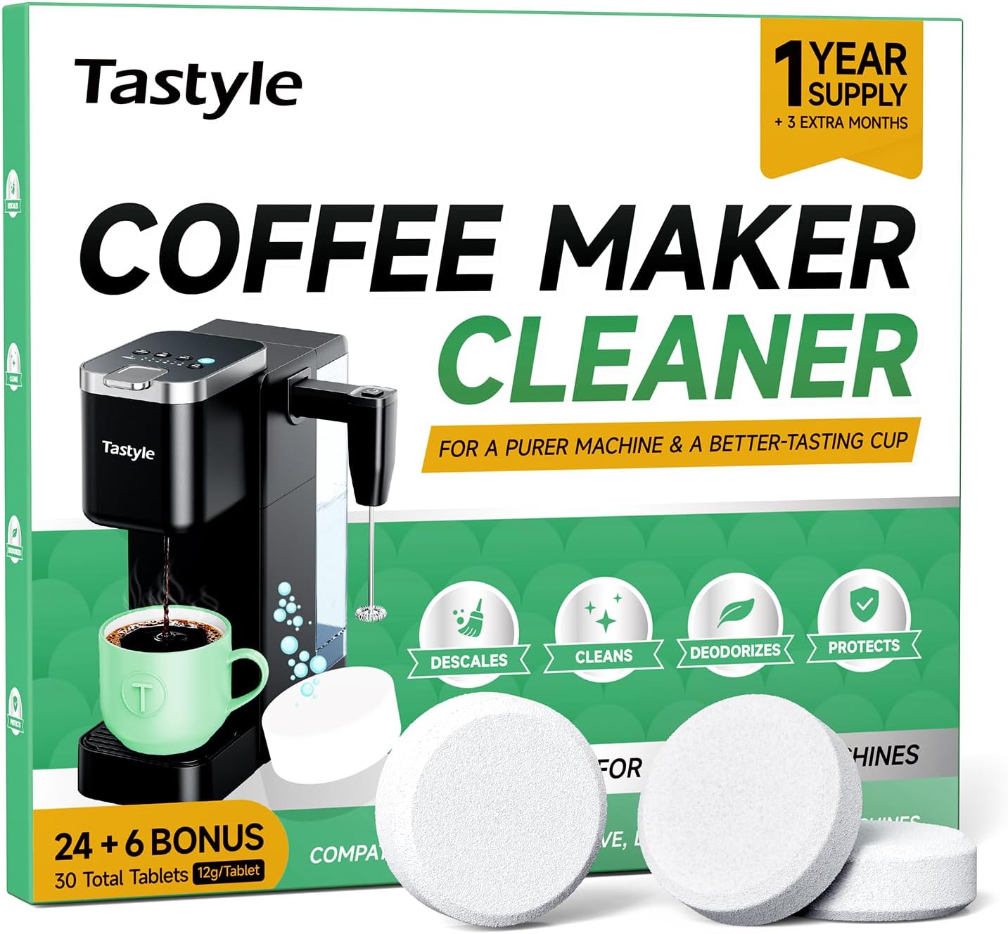 Pastillas descalcificadoras para cafetera Tastyle - 30 unidades