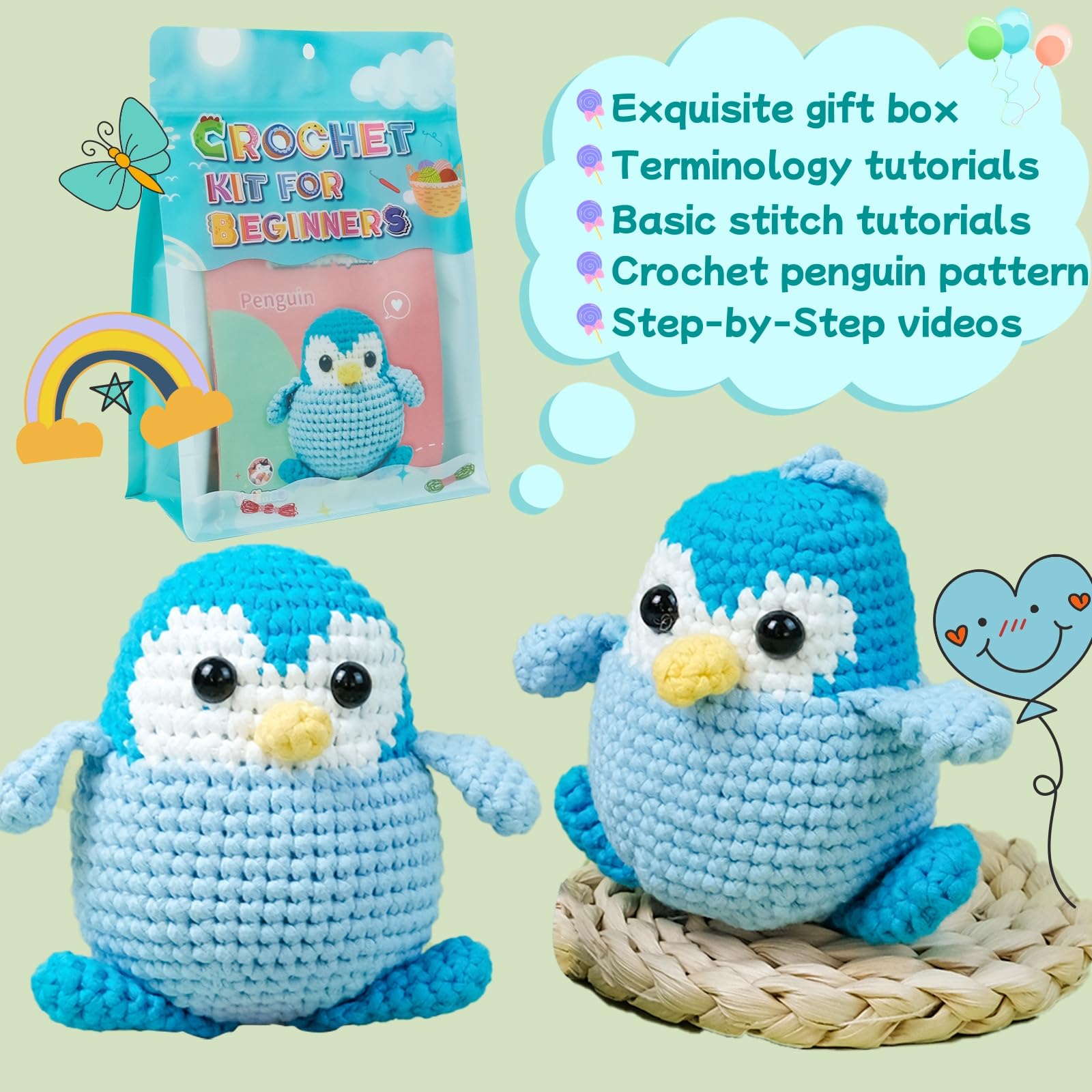 Swoolfe Crochet Kit for Beginners Knitting Kit Step-by-Step Video Tutorials, Crochet Animal Kit - Image 4