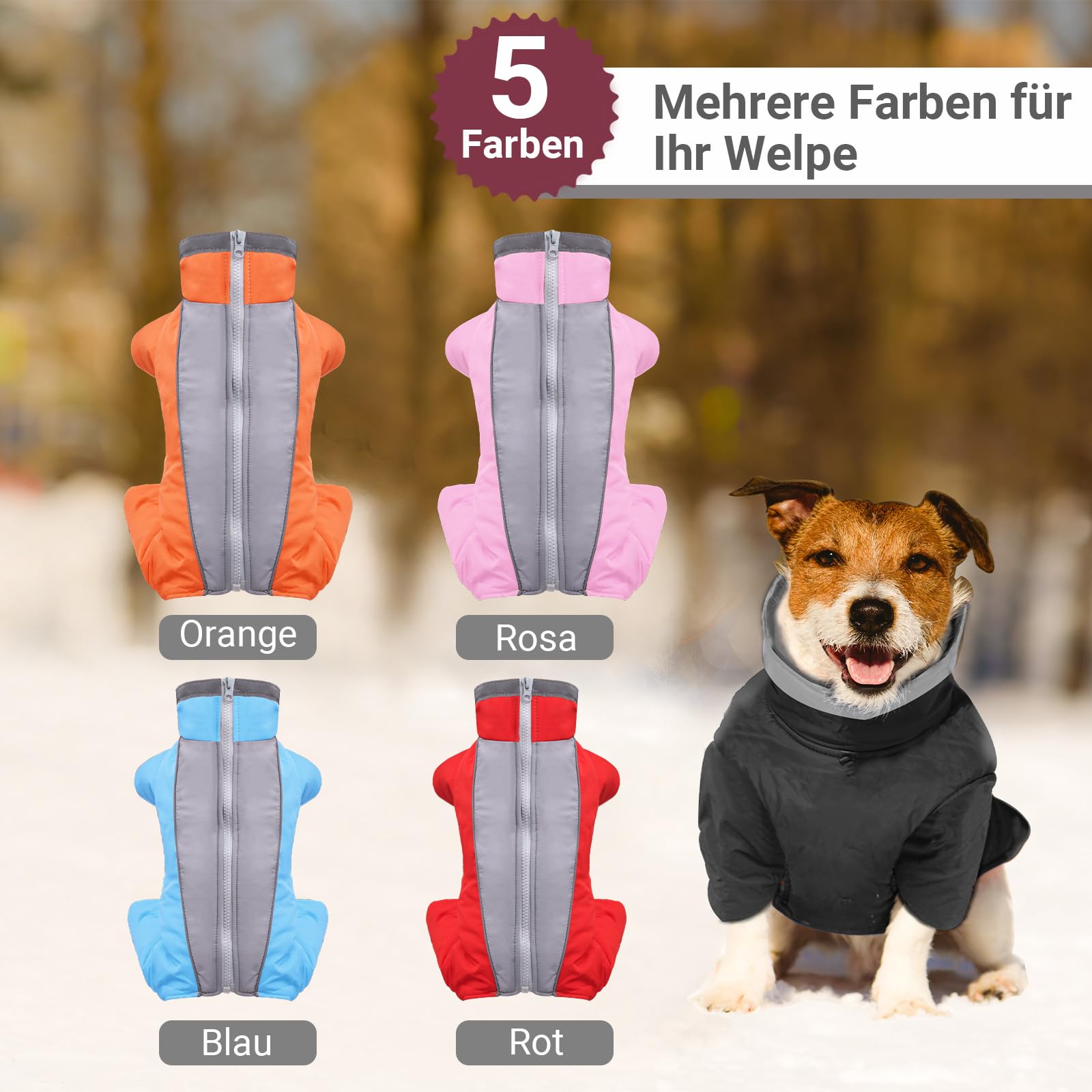 Giacca calda per cani, cappotto invernale per cani di piccola e media taglia, giacca a vento impermeabile Refflective Pet Snowsuit Puppy Clothes per femmine S