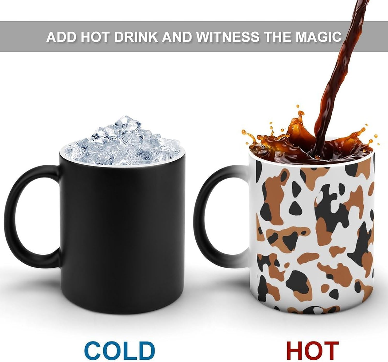 Tortoiseshell Cat Print Color Changing Mug Heated Ceramic Cup Heat Sensitive Coffee Mug Fun Gift