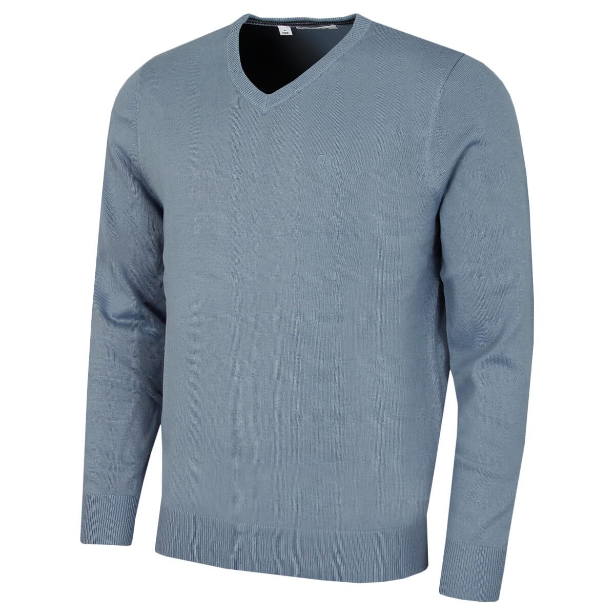 Calvin Klein (S, Rain Cloud) Mens 2026 V-Neck Soft Cotton Easy Care Golf Sweater