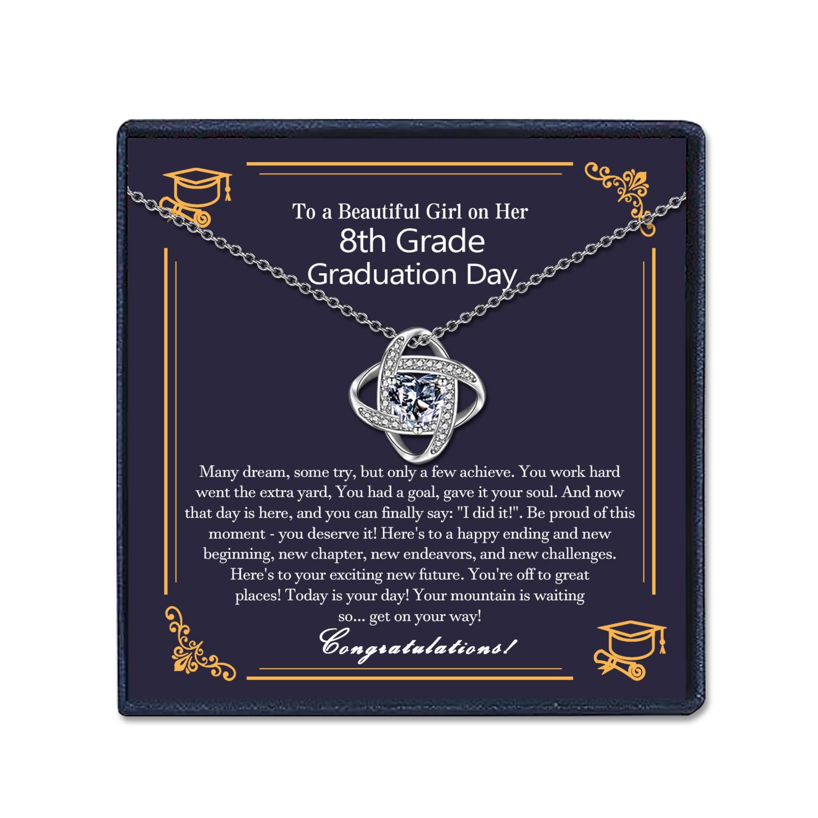 EPIRORAEPIRORA Sterling Silver Cubic Zirconia Love Knot Pendant Necklace for Women, Graduation Birthday Christmas Jewelry Gifts for Friends/Wife/Sister/Daughter/Mom