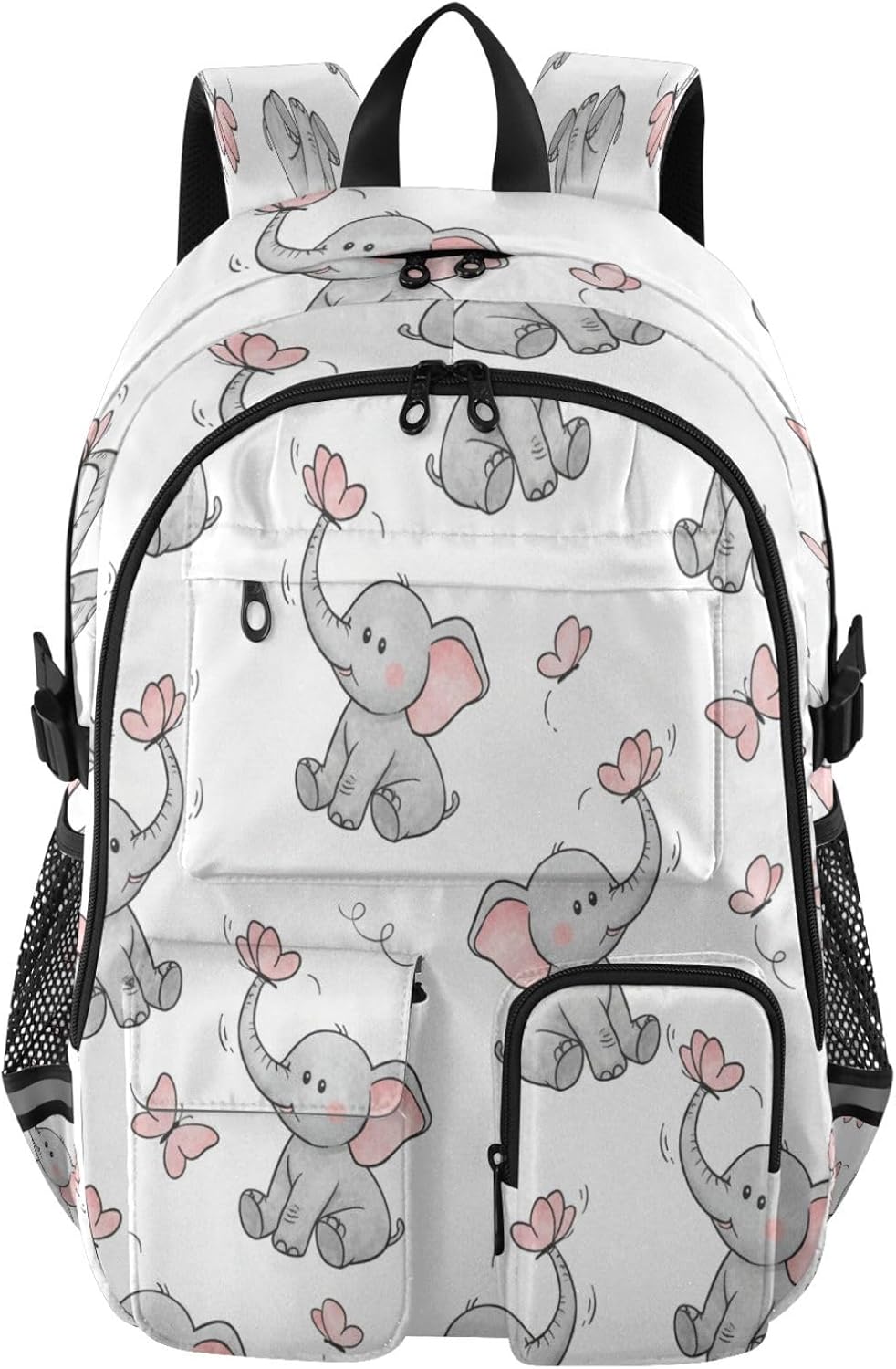 ALAZA Cute Elephant Baby Butterfly Backpack with Mulitiple Pockets for School Outdoor College Travel Bookbag 14 inch Laptop Backpack for Men and Women