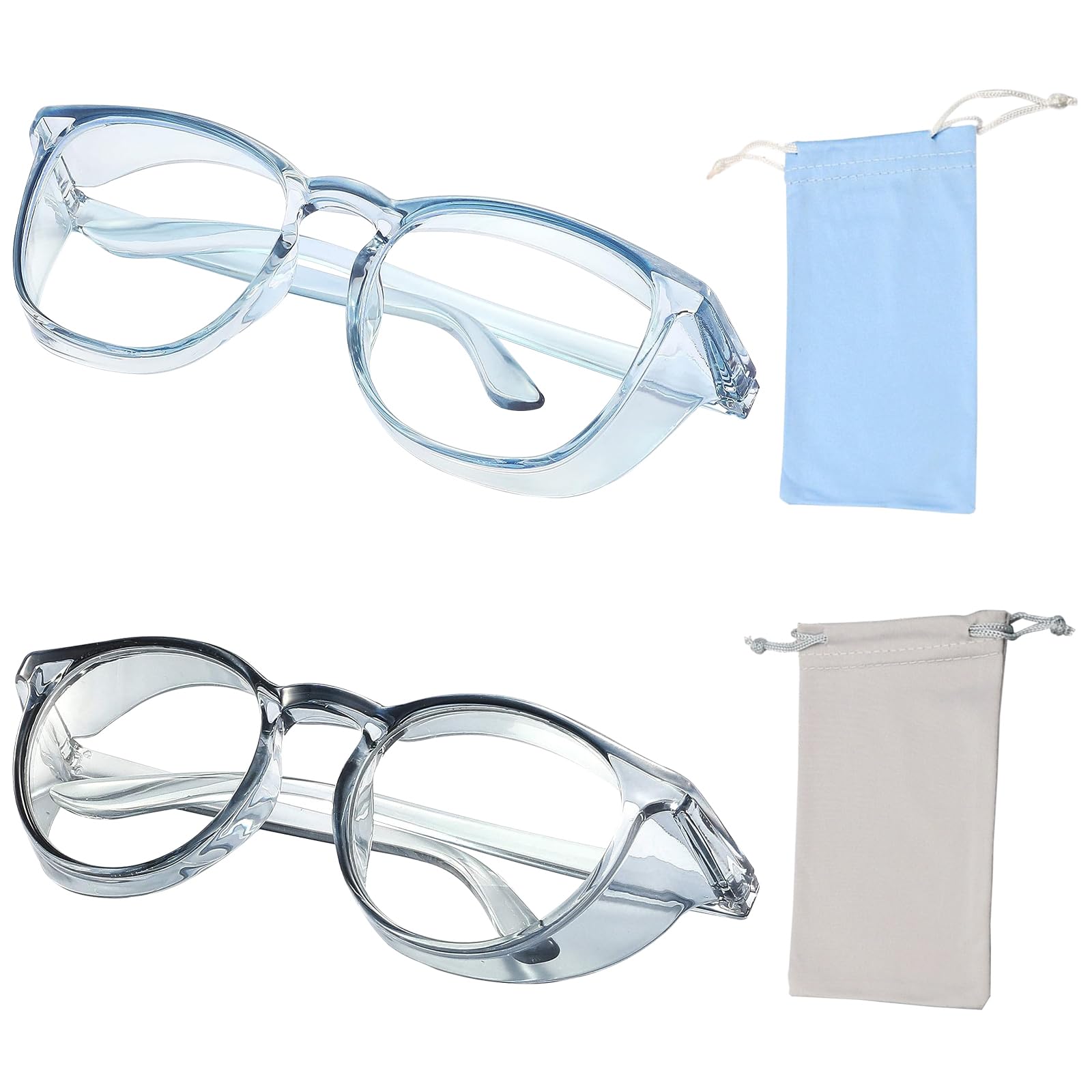 TPBSITNS 2 gafas de protección antivaho con 2 bolsas de almacenamiento, elegantes gafas de luz azul anti polvo/UV para trabajo, laboratorio, cirujano, mujeres y hombres