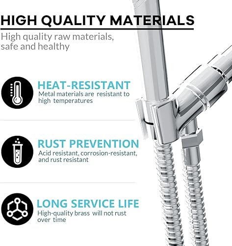 Miniatura 6 de Soporte de cabezal de ducha de mano de metal, soporte ajustable para varita de ducha con soporte universal para brazo de ducha y bola giratoria de