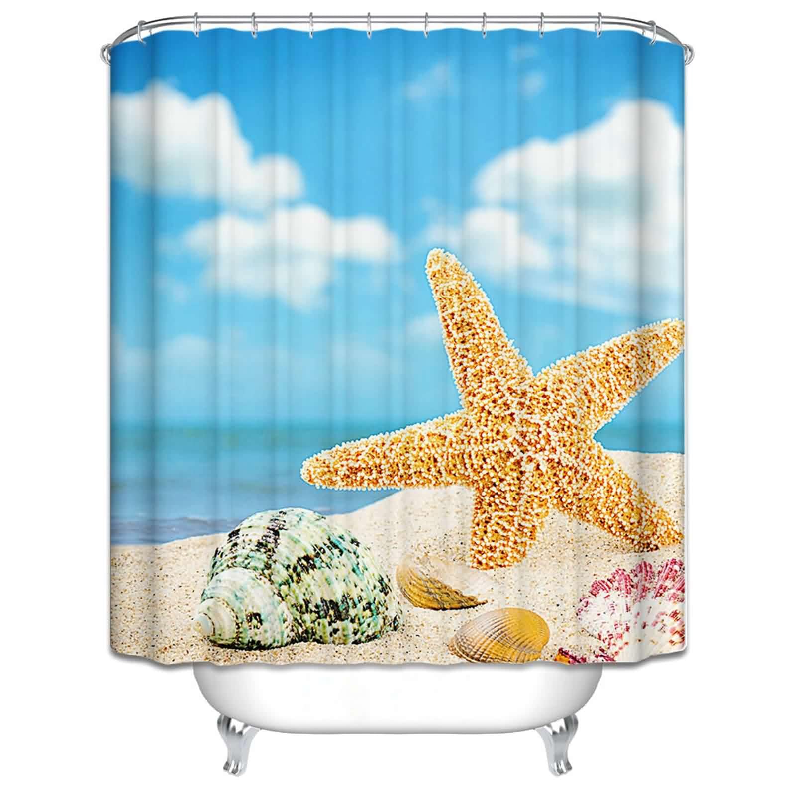 Rideau douche Kpop motif étoile de mer pour baignoire et petite fenêtre de salle de bain