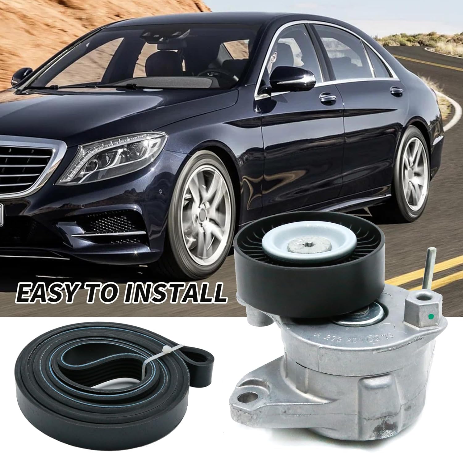 2722021419 Drive Belt Tensioner and Idler Pulley Serpentine Belt kit Replacement for Mercedes-Benz E550 E350 CLK350 GL450 GL550 SLK300 Replaces 2722000270 2722021019 6pk2404