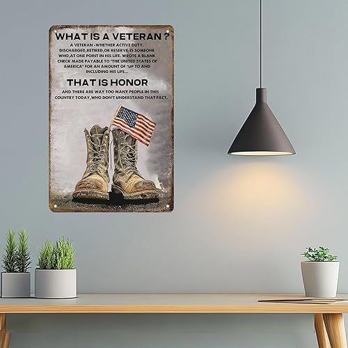 Miniatura 6 de KIYOYO Letreros de lata vintage con texto en inglés "What Is A Veteran", póster de soldado, póster retro divertido de metal, póster vintage para