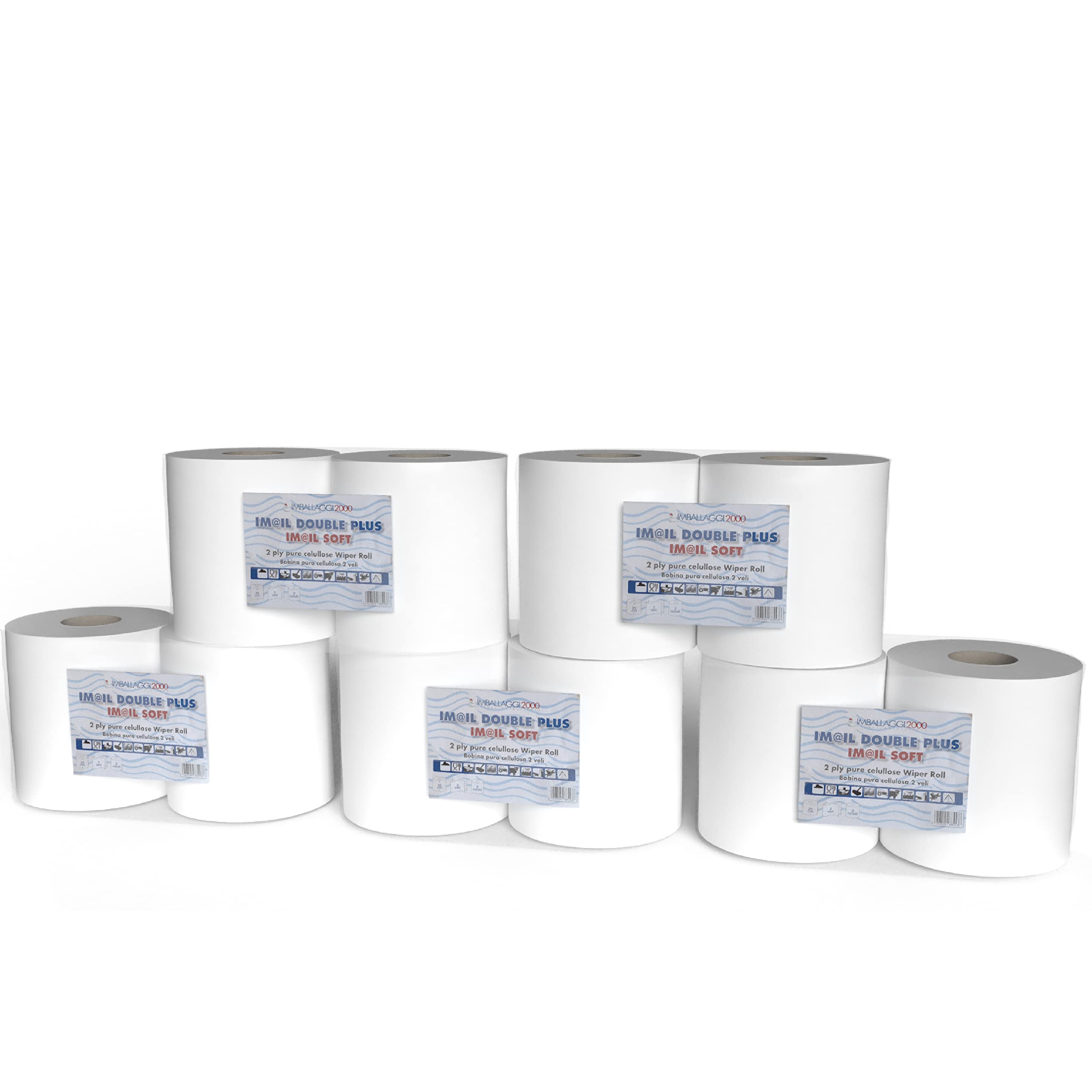 IMBALLAGGI 2000 - Rollos de Papel para Secado Industrial - 800 Tiras - Ideal para Uso alimentario y Compatible con dispensador - x Rollos